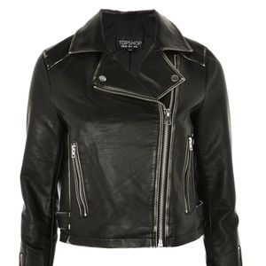 TOPSHOP Washed Black Biker Jacket US 4/ EUR 36 NWT